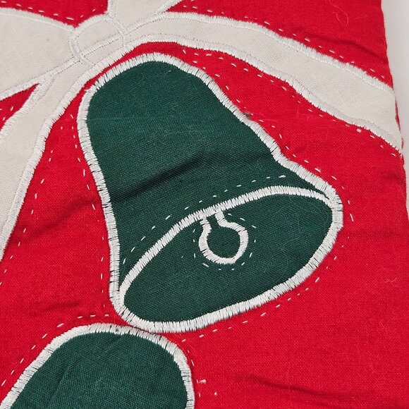American Pacific Stocking Red Green Trim Bells White Bows Vintage Christmas - Picture 6 of 9